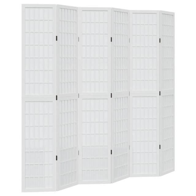 Berkfield Home Room Divider 6 Panels White Solid Wood Paulownia - image 1