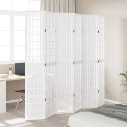 Berkfield Home Room Divider 6 Panels White Solid Wood Paulownia - thumbnail 3