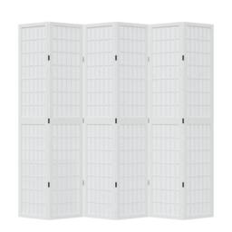 Berkfield Home Room Divider 6 Panels White Solid Wood Paulownia - thumbnail 4