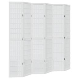 Berkfield Home Room Divider 6 Panels White Solid Wood Paulownia - thumbnail 1