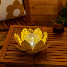 ValueLights Waterlily Solar Powered Outdoor Lotus Flower Decoration Garden Light in Yellow - thumbnail 1