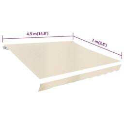 Berkfield Home Awning Top Sunshade Canvas Cream 450x300 cm in Beige - thumbnail 5