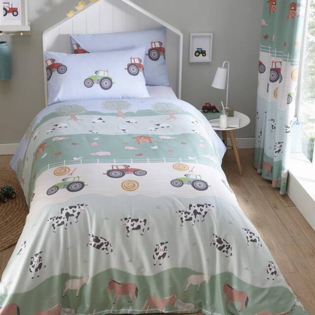 HomeSpace Direct Charming Farm Friends Duvet Cover Set - Size: Single - image 1