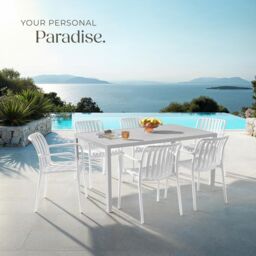tectake Garden Chairs Alcudia in Cream - Size: 4 Person - thumbnail 8