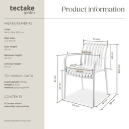 tectake Garden Chairs Alcudia in Cream - Size: 4 Person - thumbnail 6