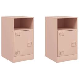 Berkfield Home Bedside Cabinets 2pcs Pink 34.5x39x62 cm Steel - thumbnail 1