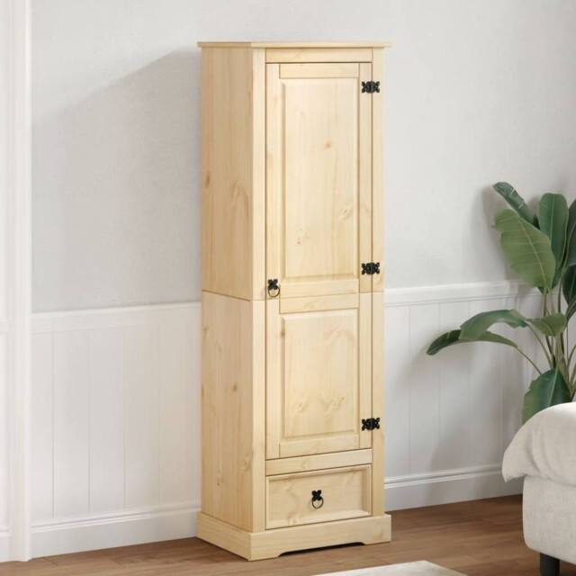 Berkfield Home Wardrobe Corona 55x38x170 cm Solid Wood Pine in Light Tan - Size: 55 x 38 x 170 cm - image 1