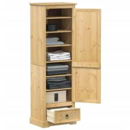 Berkfield Home Wardrobe Corona 55x38x170 cm Solid Wood Pine in Light Tan - Size: 55 x 38 x 170 cm - thumbnail 2