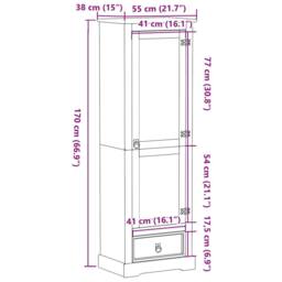 Berkfield Home Wardrobe Corona 55x38x170 cm Solid Wood Pine in Light Tan - Size: 55 x 38 x 170 cm - thumbnail 9