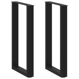 Berkfield Home Coffee Table Legs U-Shaped 2 pcs Black 50x(90-91) cm Steel - thumbnail 1