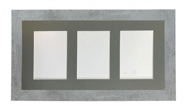 Frames & Mirrors 4U Metro Mineral Grey Frame with Dark Grey Mount for 3 Image Sizes 7 x 5 Inch in Mid Grey - image 1