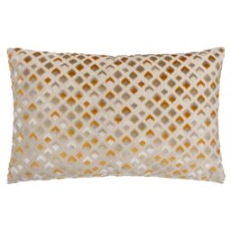 Paoletti Lexington Geometric Velvet Cushion in Gold - Size: 40 cm x 60 cm