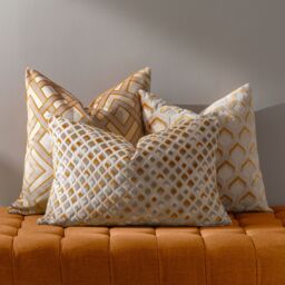 Paoletti Lexington Geometric Velvet Cushion in Gold - Size: 40 cm x 60 cm - thumbnail 6
