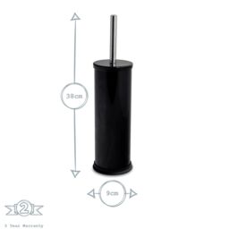 Harbour Housewares 3L Mismatched Bathroom Bin & Brush Set Slim Stainless Steel Toilet Set in Black - thumbnail 5