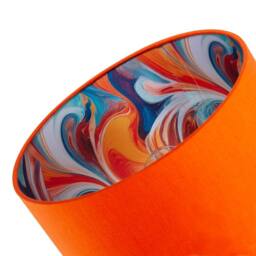 Happy Homewares Orange Linen Fabric Lamp Shade with Inner Multi Colour Marble Design - Size: 12 inches - thumbnail 5