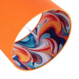 Happy Homewares Orange Linen Fabric Lamp Shade with Inner Multi Colour Marble Design - Size: 12 inches - thumbnail 3