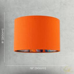Happy Homewares Orange Linen Fabric Lamp Shade with Inner Multi Colour Marble Design - Size: 12 inches - thumbnail 7