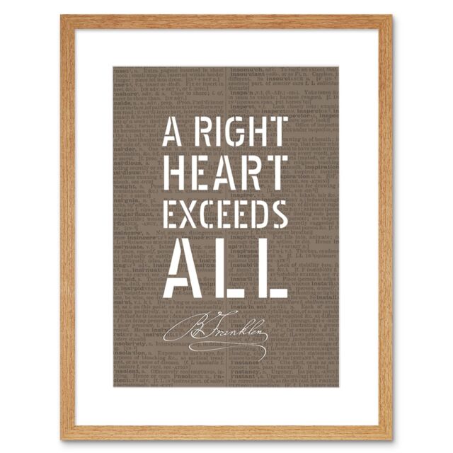 "Artery8 Wall Art Print Dictionary Page Quote Benjamin Franklin Right HeArtwork Framed 9X7 Inch in Beige - Size: W7"" x H9""" - image 1
