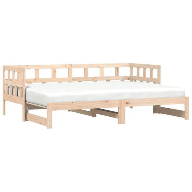 Berkfield Home Daybed with Trundle 80x200 cm Solid Wood Pine in Light Tan - image 1