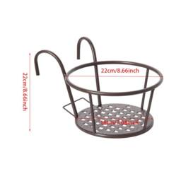Living and Home Hanging Railing Round Plant Pot Rack Bold Mesh 22cm D in Brown - thumbnail 7