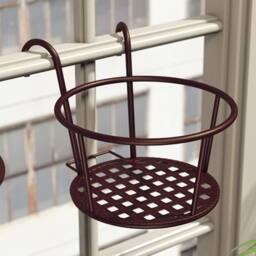 Living and Home Hanging Railing Round Plant Pot Rack Bold Mesh 22cm D in Brown - thumbnail 1