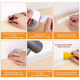 NESTLUNE 3 x PVC WATERPROOF SEALING TAPE ADHESIVE WHITE 38MM X 3.2M - thumbnail 3