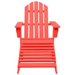 Berkfield Home Garden Adirondack Chair with Ottoman Solid Fir Wood Red - thumbnail 2