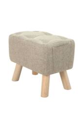 Living and Home Linen Upholstered Ottoman Footstool with Pocket in Khaki - thumbnail 2