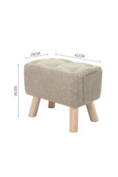 Living and Home Linen Upholstered Ottoman Footstool with Pocket in Khaki - thumbnail 4