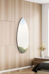 "MirrorOutlet The Tear Drop - Frameless Glass Wall Mirror 47"" X 18"" (120CM X 45CM) in Silver - Size: 1 Pack"