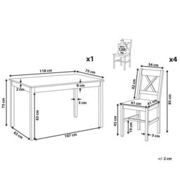 Wyld and Coco 4-Seater Solid Pine Dining Set - White and Grey 120 x 75 cm - thumbnail 4