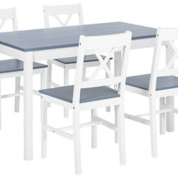 Wyld and Coco 4-Seater Solid Pine Dining Set - White and Grey 120 x 75 cm - thumbnail 2