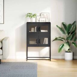 Berkfield Home Highboard Black 68x39x107 cm Steel - Size: 68 x 39 x 107 cm - thumbnail 4
