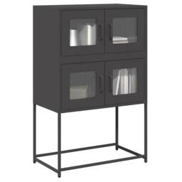Berkfield Home Highboard Black 68x39x107 cm Steel - Size: 68 x 39 x 107 cm - thumbnail 2
