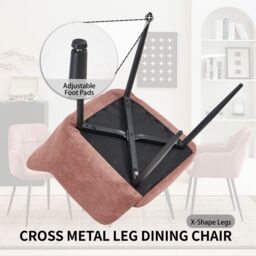 SONARA Modern Set of 2 Dining Chairs with Plush Chenille Fabric in Light Red - thumbnail 8