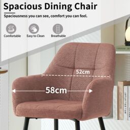 SONARA Modern Set of 2 Dining Chairs with Plush Chenille Fabric in Light Red - thumbnail 9