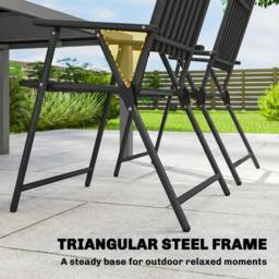 NESTLUNE Folding Garden Chairs Set of 4 in Black - Size: 100 cm x 15 cm - thumbnail 5
