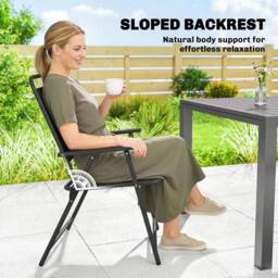 NESTLUNE Folding Garden Chairs Set of 4 in Black - Size: 100 cm x 15 cm - thumbnail 4