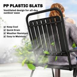 NESTLUNE Folding Garden Chairs Set of 4 in Black - Size: 100 cm x 15 cm - thumbnail 6