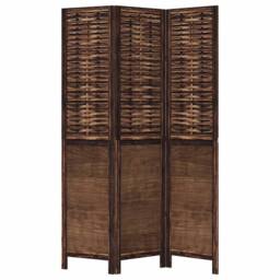 Berkfield Home Room Divider 3 Panels Dark Brown Solid Wood Paulownia - thumbnail 4