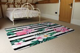 Benjamin Tate Design Floral Flamingos Rug in Natural - Size: Large - thumbnail 3