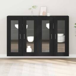 Berkfield Home Wall Mounted Cabinets 2 pcs Black Oak 69, 5x34x90 cm Engineered Wood - Size: 5 x 34 x 90 cm - thumbnail 4