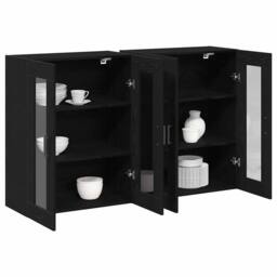 Berkfield Home Wall Mounted Cabinets 2 pcs Black Oak 69, 5x34x90 cm Engineered Wood - Size: 5 x 34 x 90 cm - thumbnail 1