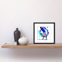 Artery8 Abstract Golfer Golf Course Golfing Swing Bright Painting Square Wooden Framed Wall Art Print Picture 8X8 Inch in Black - thumbnail 2