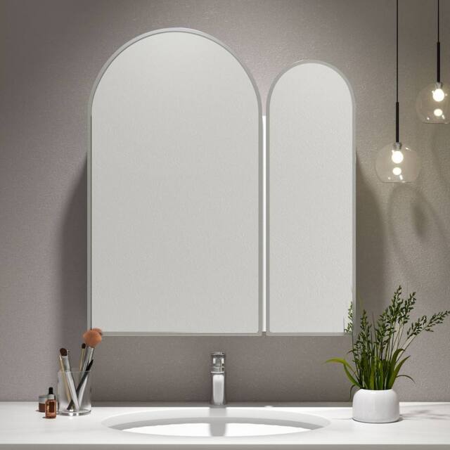 KEEPREAPER Sleek Bathroom Cabinet with Mirror & Storage 60 x 70 in Silver - image 1