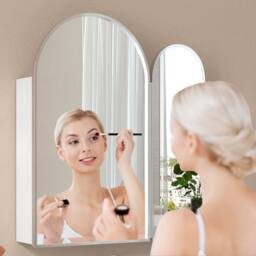KEEPREAPER Sleek Bathroom Cabinet with Mirror & Storage 60 x 70 in Silver - thumbnail 6