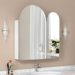 KEEPREAPER Sleek Bathroom Cabinet with Mirror & Storage 60 x 70 in Silver - thumbnail 3