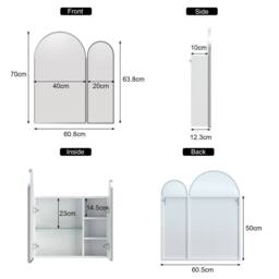 KEEPREAPER Sleek Bathroom Cabinet with Mirror & Storage 60 x 70 in Silver - thumbnail 7