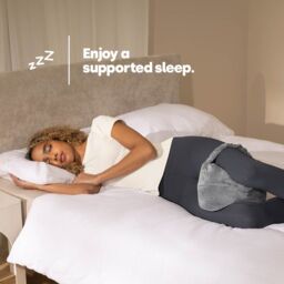 LIVIVO Leg Pillow Grey Memory Foam Knee Pillow for Side Sleepers Pain Relief with Washable Cover Strap - thumbnail 2