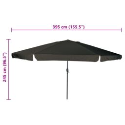 Berkfield Home Outdoor Umbrellas & Sunshades Black Polyester fabric Large - thumbnail 7